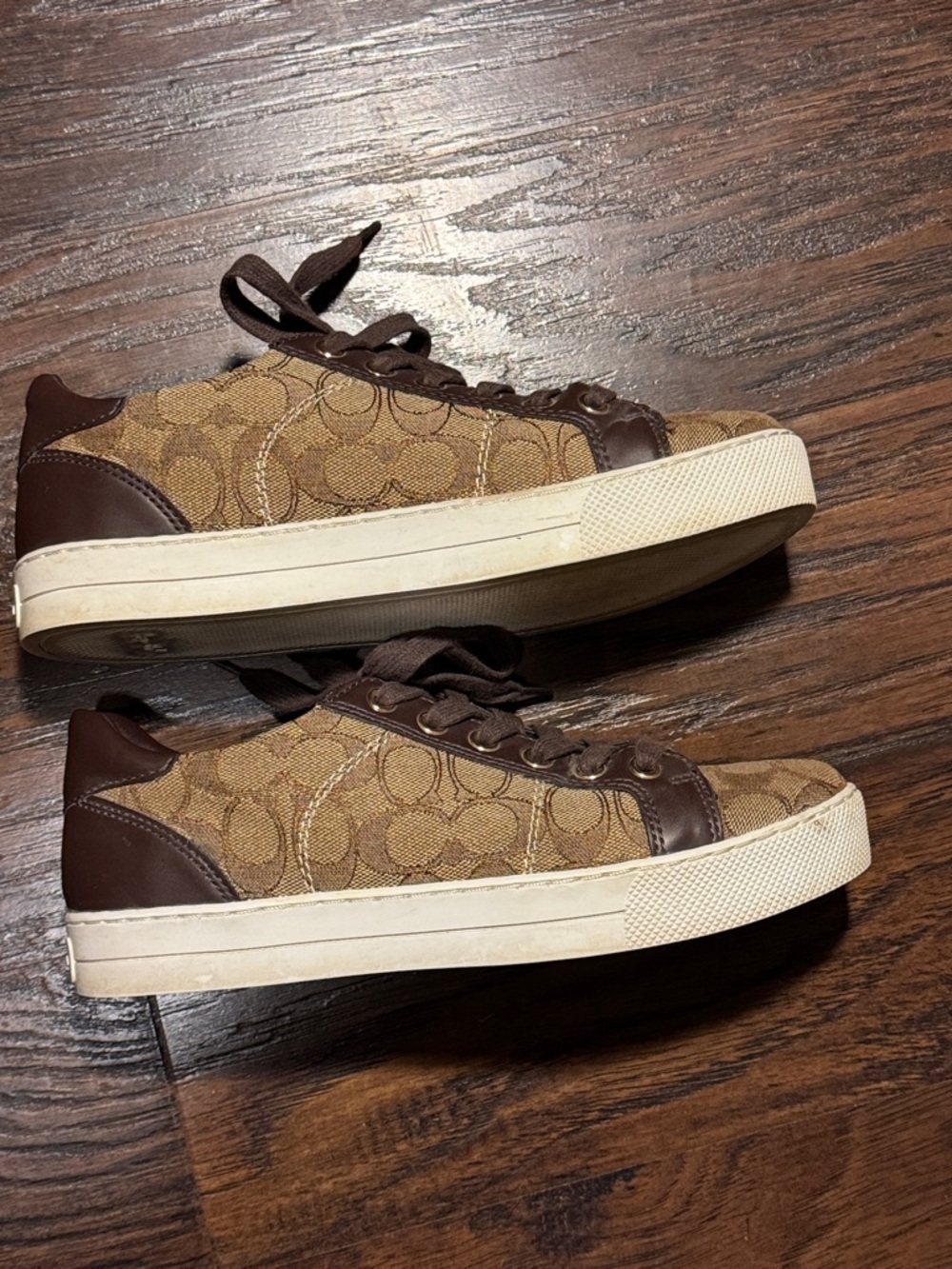 Coach Brown Signature Monogram Low-Top Sneakers, Sz 8.5 - Picture 10 of 14